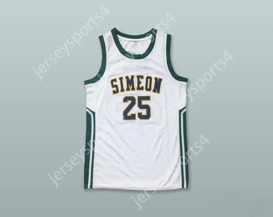 Niestandardowe nazwa Niewiele Młodzież/Kids Derrick Rose 25 Simeon Career Academy Wolverines White Basketball Jersey Top Sched S-6xl