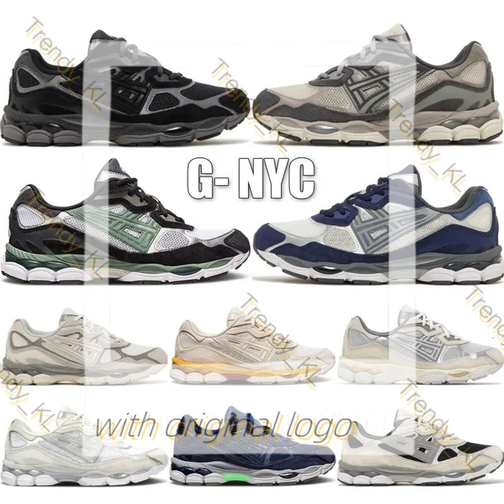 Asicis Gel Chaussures Top Gel NYC Marathon Chaussures de course 2023 Designer Géo Concrete en acier de la marine Navy Grey Grey Gel Chaussures Sneakers de sentier extérieur Taille 125