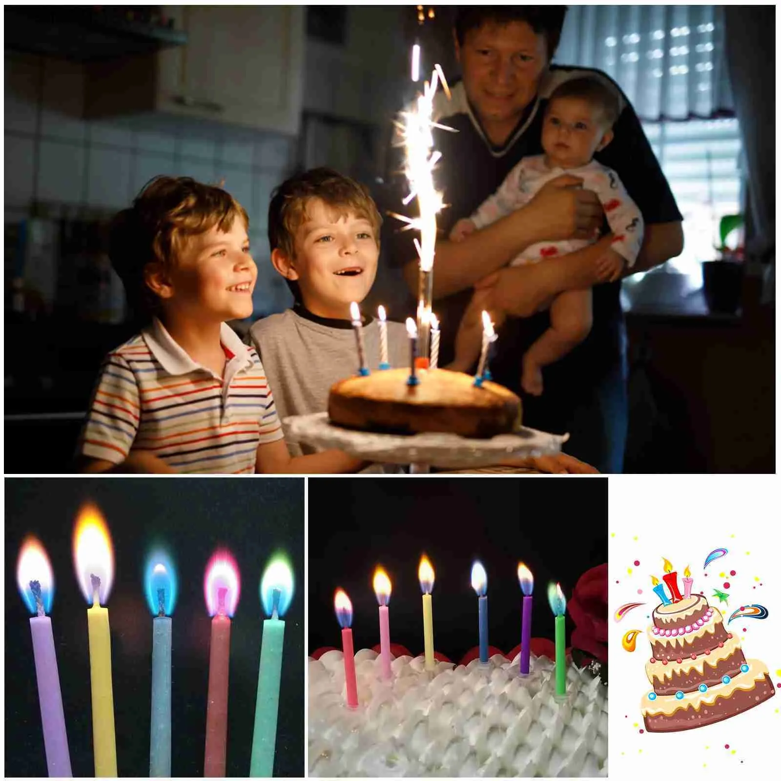 Kaarsen 6/12pcs verjaardagskaarsen 6/12 stukken multi-colour cake cupcake kaarsen met houders voor kinderen vakantiefeestje decor d240429