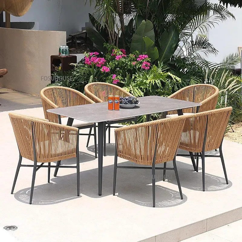 Camp Furniture Moderner Rattan Outdoor Stuhl für Balkon Innenhof Garten wasserdichte Luxus kreatives Design Freizeit Beach