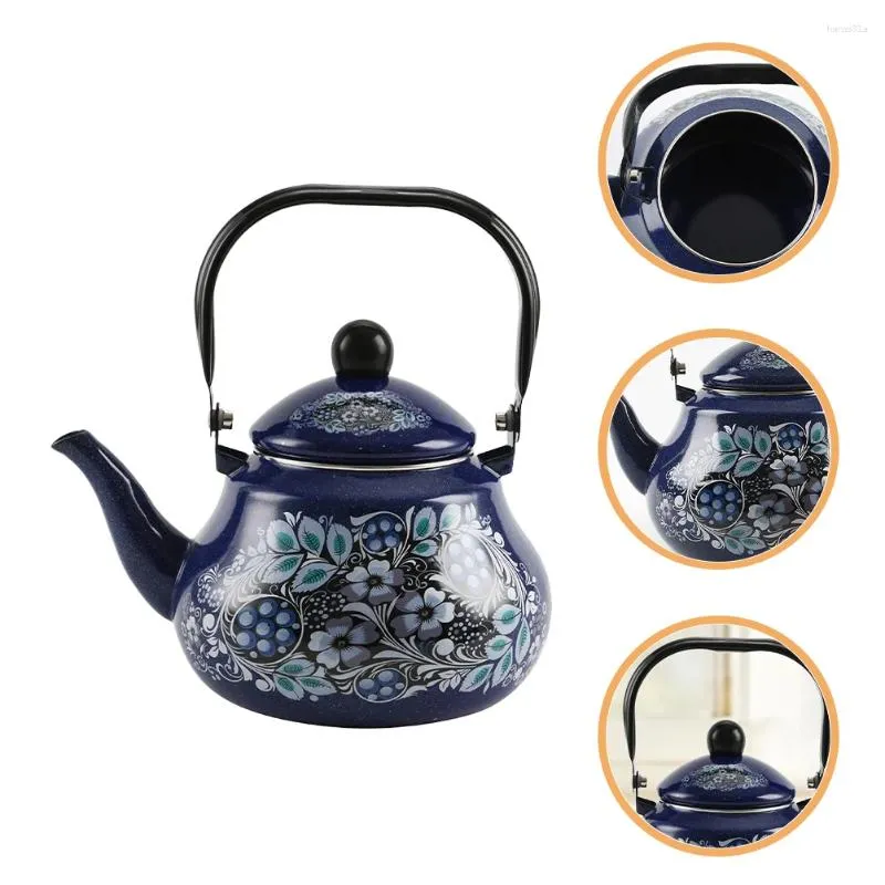 Mugs Blue Peacock Kettle Chinese Style Teapot Stove Top Pots For Retro Enamel Coffee