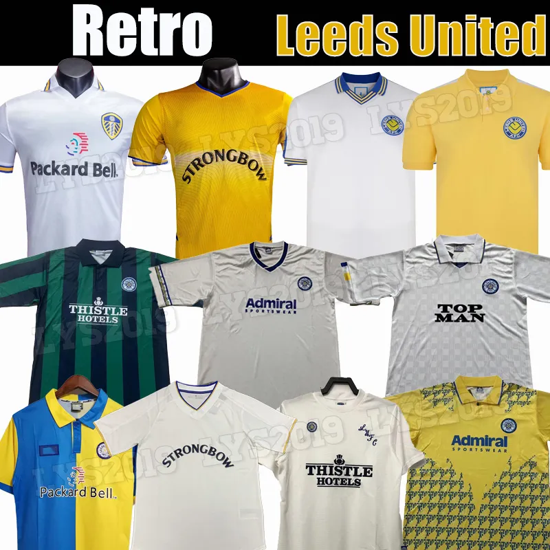 1995 1996 retrò Leeds Hasselbaink Soccer Maglie di calcio 1998 1999 2000 2001 2002 Smith Kewell Hopkin Home Away Man Classic Vintage Ancient Football Shirt Uniform 78 89 01 01