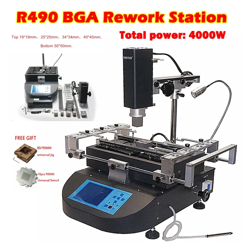 HT-R490 Hot Air BGA Rework Station 3 Verwarmingszones Solideren Lasmachine 4000W voor mobiele telefoon PCB Reparatie 220V 110V