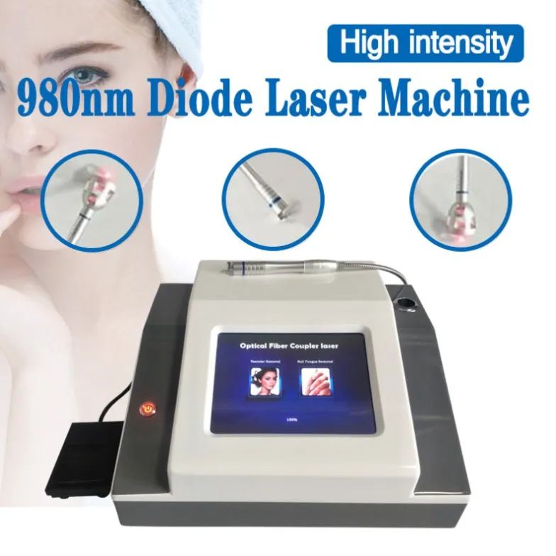 Laser Machine 980Nm Laser Spider Veins Capillar Removal Pain Physiotherapy Nails Fungus With Ice Compress Hammer Clam Skin