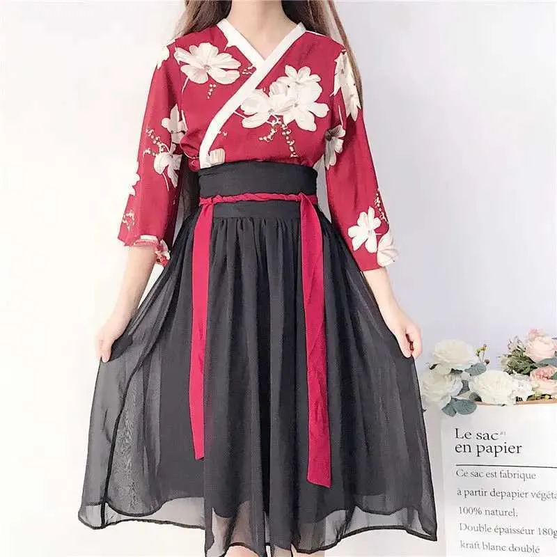 Etnische kleding Chinese stijl Studentuniform Traditionele Hanfu -jurk voor schoolmeisjes