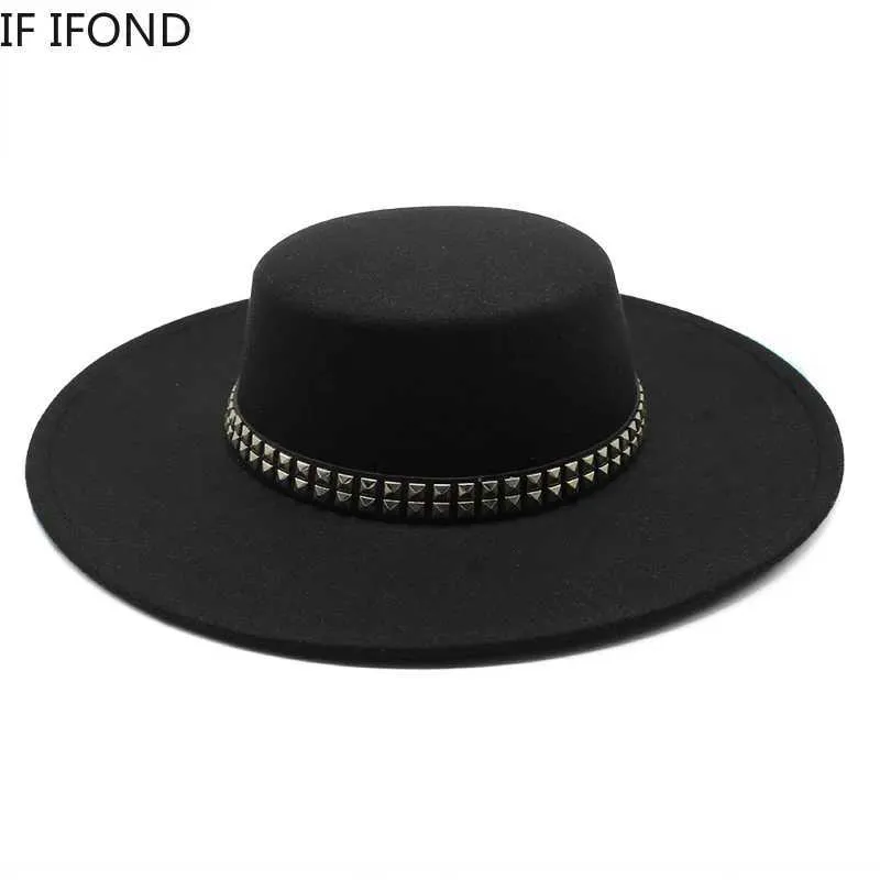 Wide Brim Hats Bucket Hats 2022 High Quality 10CM Wide Brim Fedora Hat Vintage Classic Wool Felt Hats With Belt Decor Panama Black Formal Dress Hat J240429