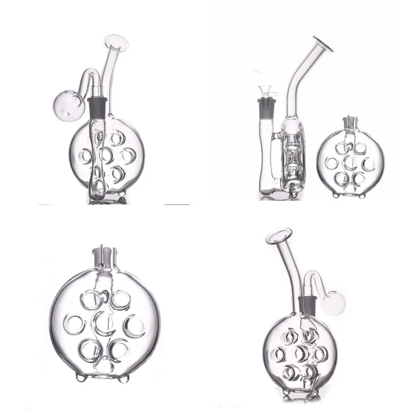 Partihandel Mini Protection 7 Holes Perc Water Ash Catcher Bong Pipe Percolator Glass Tobacco Dab Rig Bongs med 14 mm manlig rökande oljebrännare eller torr örtskål