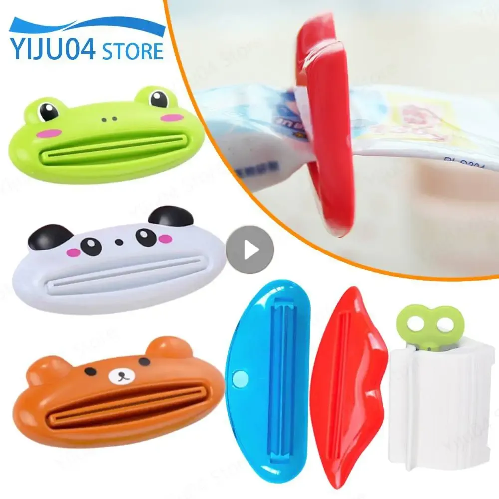 Set cartoon Rolling Tandpaste Squeezer Dispenser Leuke gezichtsreiniger Clips Kid Tandpasta Holder Tube Saver Badkameraccessoires