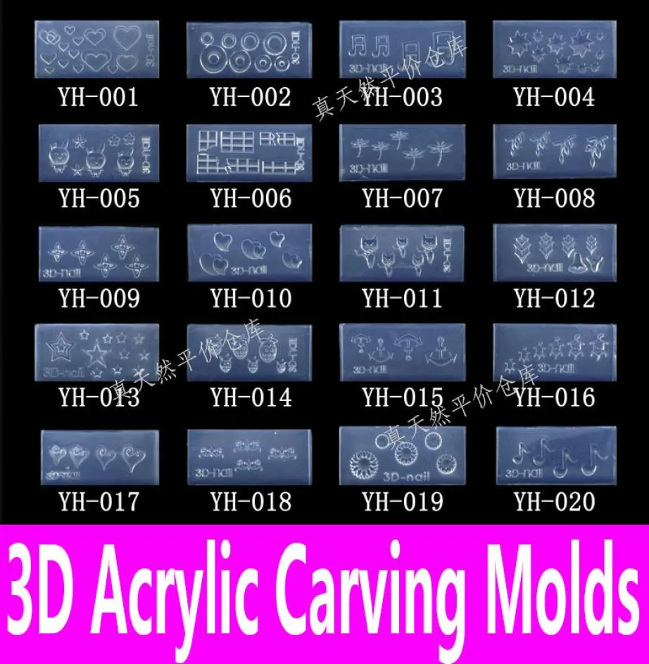 Modèle d'art à ongles de moule à ongles en acrylique entièrement 3D Modèle d'art dans 139 conceptions décoration de motif de diy gel de silicium pour autocollants who1225540