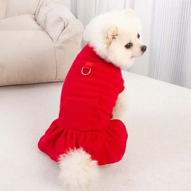 Vêtements de vêtements pour chiens rose plus épaisse robe en toison