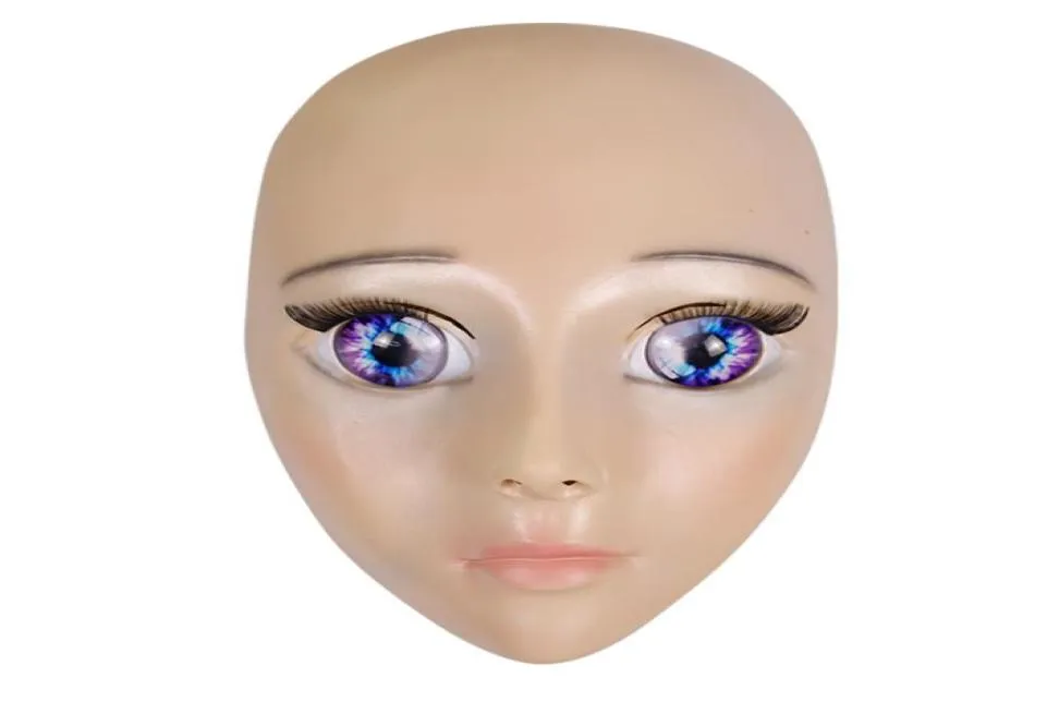 2019 Nuova anime Girl Mask Mask Cosplay Crossresser Crossdresser Latex Beying Blue Eyes Cine Carina Female Face Mask6560740