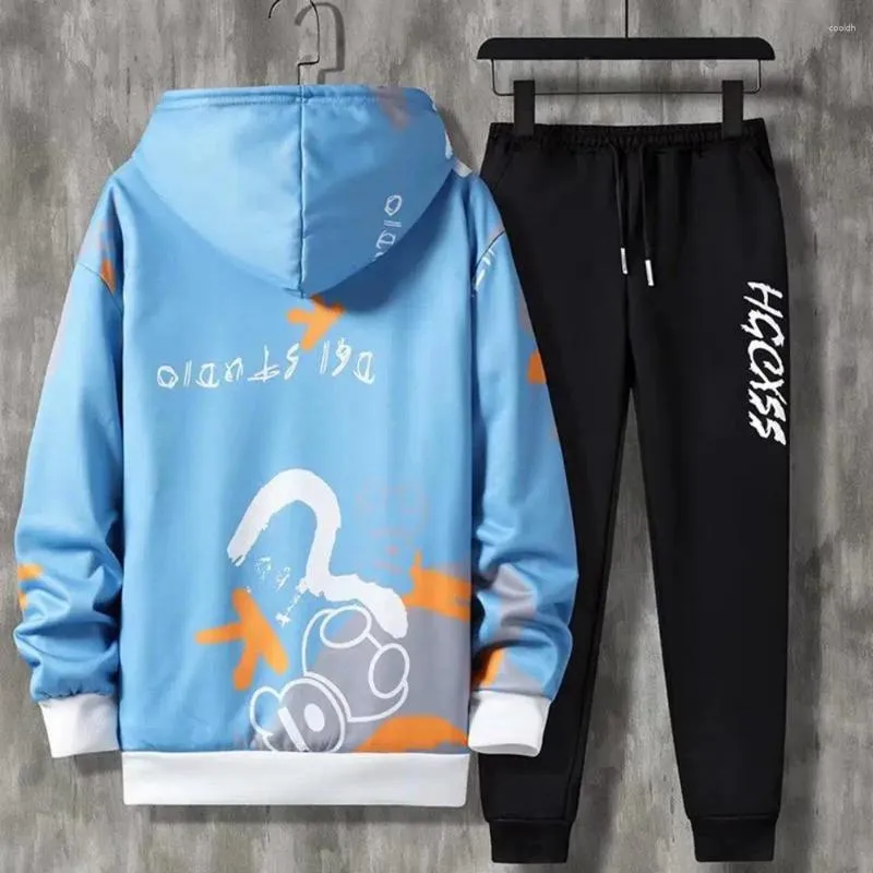 Studi per le tracce maschile a maniche lunghe con cappuccio con cappuccio della tuta hip hop tracce set con pantaloni con coate con cappuccio per lettere lettere con abbigliamento sportivo Zipper