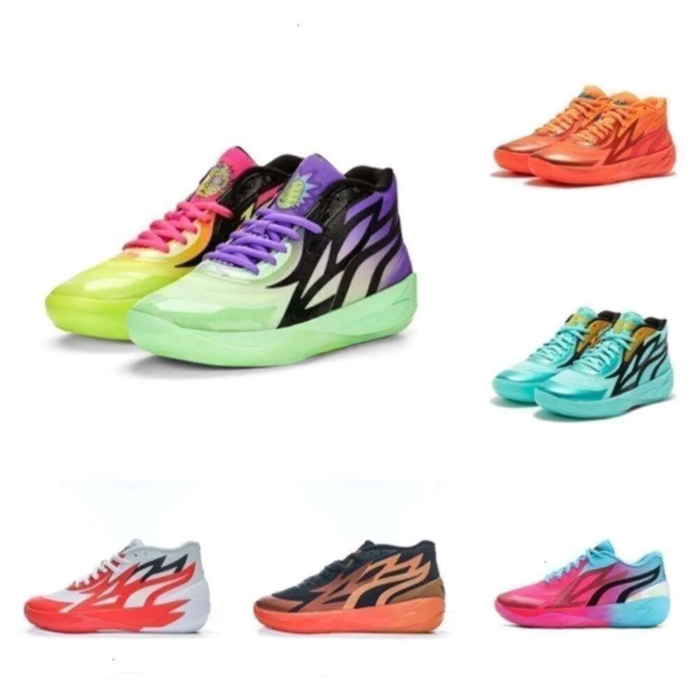 4S Lamelo Sports Shoes Lamelo Mens Ball Low 2 Basketball Shoes MB.02 불균형 Be You Adventures Rick Green and Red Galaxy Multicolor Grey Sneeters Tennis와 상자