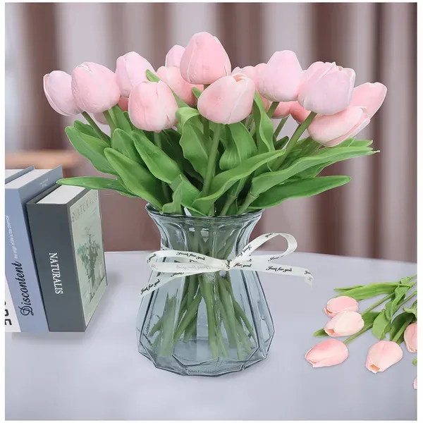 Latex Tulips Artificial PU bouquet Real touch flowers For Home decoration Wedding Decorative Option