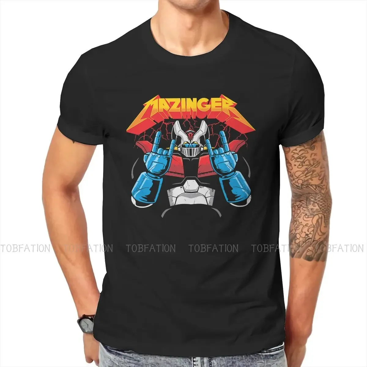 UFO Robot Grendizer Mazinger Z Creative TShirt for Men BLAST THEM ALL Round Collar Basic T Shirt Birthday Gifts Tops Big Size 240428