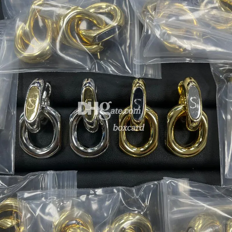 Golden Letter Luxury Earring Drop Studs Trendy Alloy Logo Stamped Earrings Eardrops With Box