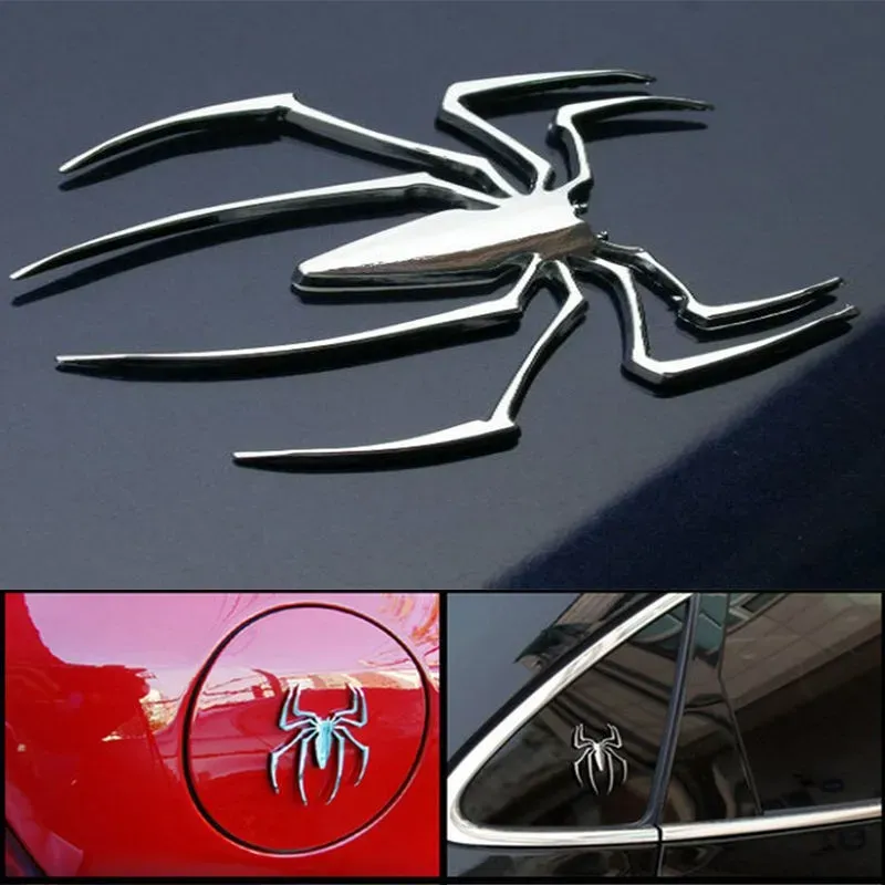 Universal Chrome Metal Spider Emblem 3D Car Sticker Gold Silver Decal voor vrachtwagens en auto's ZZ