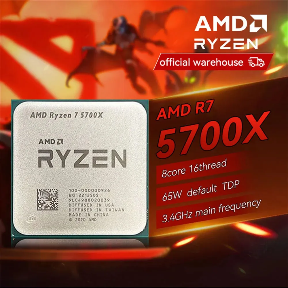 Ryzen 7 5700X R7 5700X NOVO CPUプロセッサ4.6GHz 8コア16-Thread AM4クーラーファンゲーマーCPU 240410