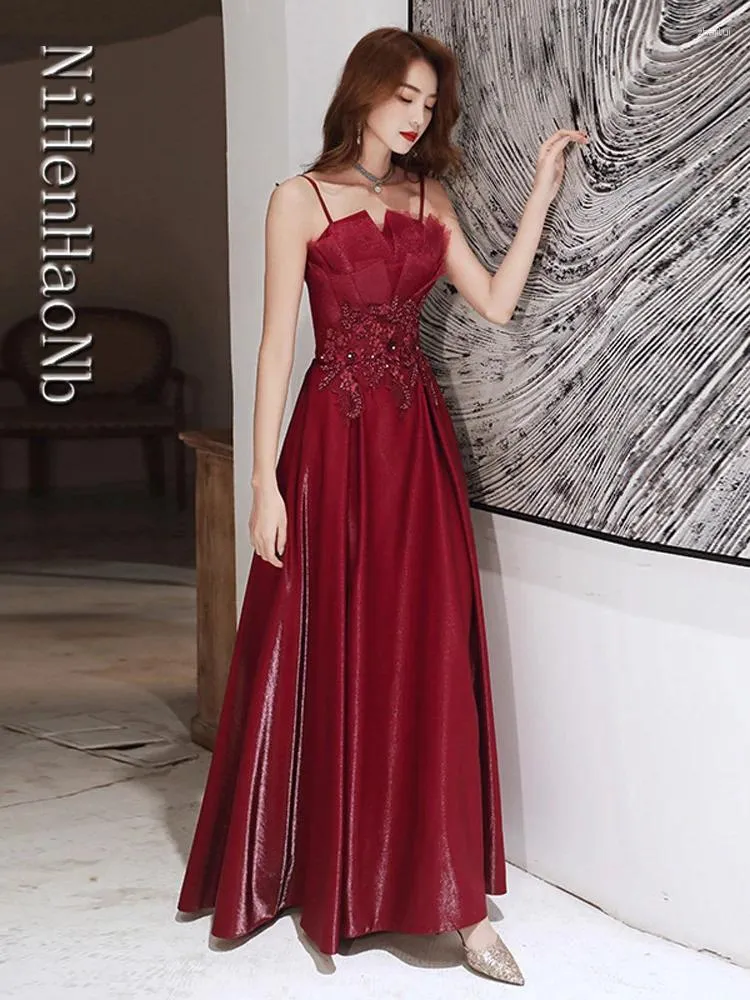 Sukienki imprezowe wino czerwone długie kobiety księżniczka druhna bankietowa suknia balowa suknia balowa