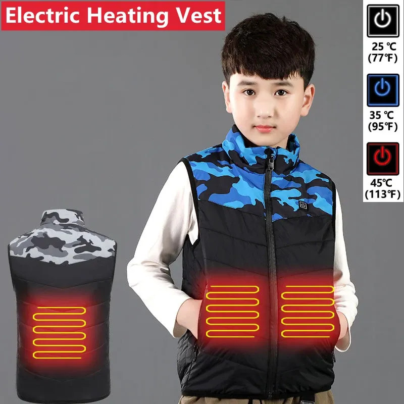 Kleding Kinderverwarmingsvest Nieuw jasje met verwarming kind USB Intelligent thermisch vest Girls Boys Winter Outdoor Coat Heater Vest