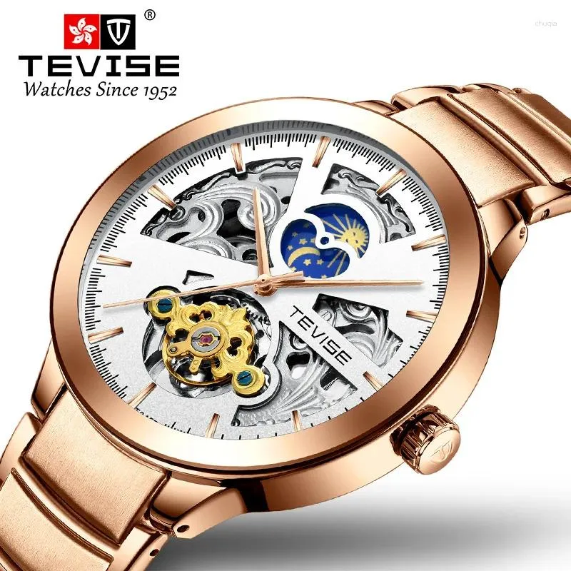 Wristwatches Hollow Tourbillon Automatic Mechanical Watch Men Moon Phase Function Glow-in-the-dark Waterproof Sports