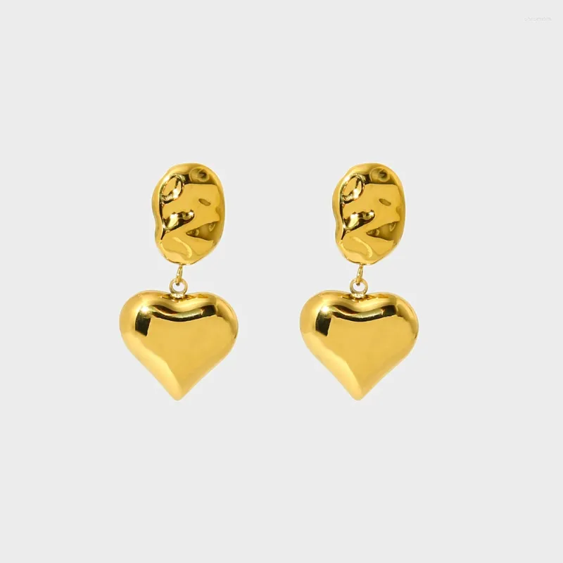 Boucles d'oreilles Stud Dancy Fairy 16k Gold plaqué en acier inoxydable Post Drop pour les femmes Bijoux imperméables du cœur