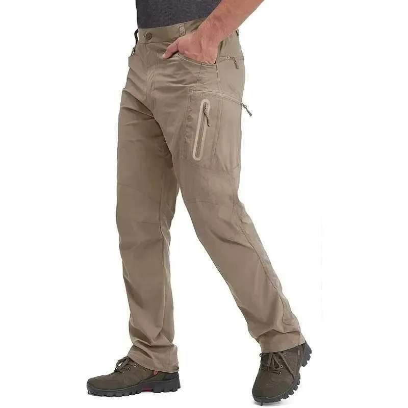Męskie spodnie S-5xl Rozmiar męskie lekkie spodnie taktyczne spodnie rybackie na zewnątrz nylon nylon szybkie suszące ładunek kasyficzny Q240429