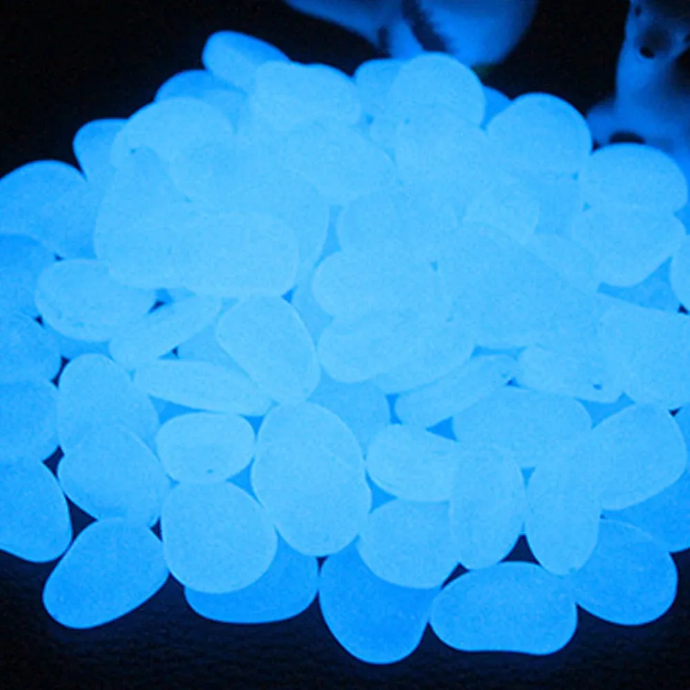 Decorations 300pcs Pool Decorative Artificial Luminous Stone Glow In The Dark Pebbles Garden Path Aquarium