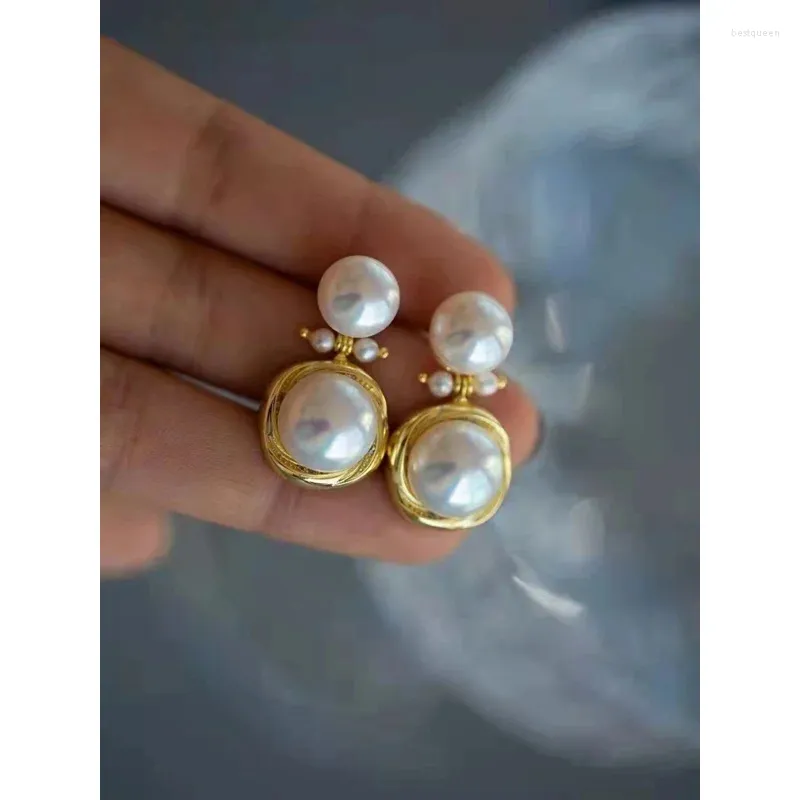 Stud Earrings Brass Real Freshwater Pearl Zirkon Women Sieraden Punk Party T Show Jurk Runway Trendy Koreaans Japan Israel Style Ins