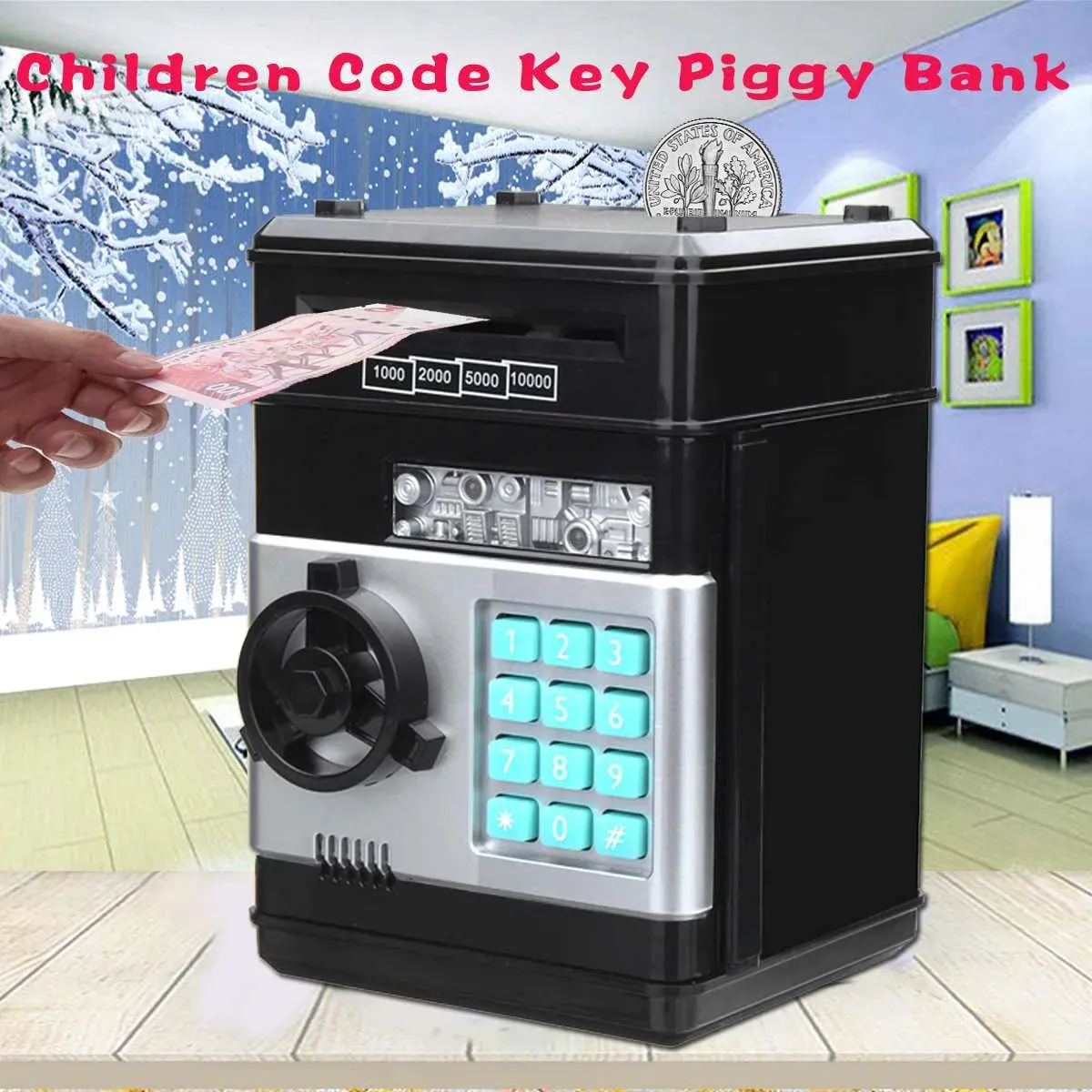 Zabawki elektroniczne hasło pieniądze kod kod klawisz blokada świnka bank automatyczne monety gotówkowe oszczędność pieniędzy pudełko mini safe pudełko prezent dziecięcy
