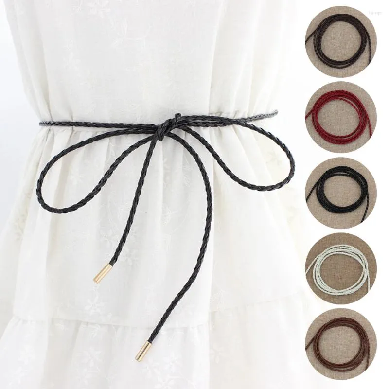 Riemen vrouwelijke taille ketting dunne riem eenvoudige decoratie stropdas met kleding boog knoop mode vlecht weven touw voor vrouwen