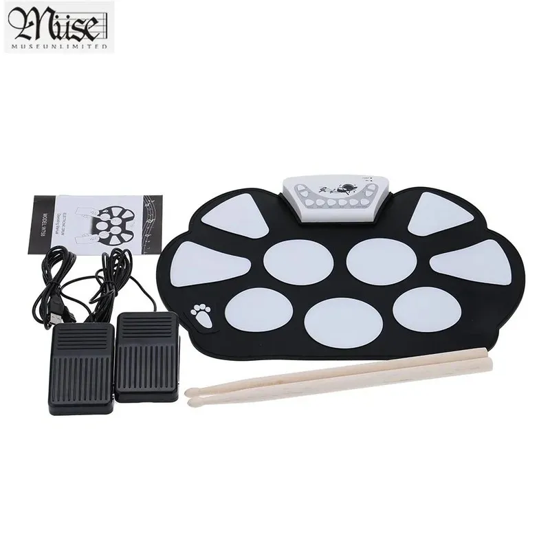 Neues professionelles Roll -Up -Drum Pad Kit Silicon Faltbar mit Stick tragbarer Drum Electronic Drum USB Drum