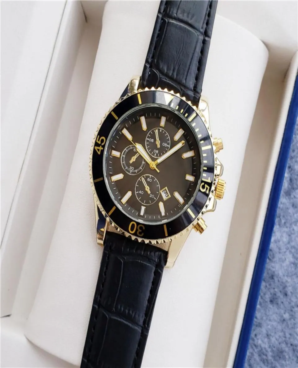 Herren Watch Quartz Movement Uhren Leather Watchband All Dial Work Stoppwatch Edelstahl Hülle Armbanduhr für Männer Auto Date Lif6327401