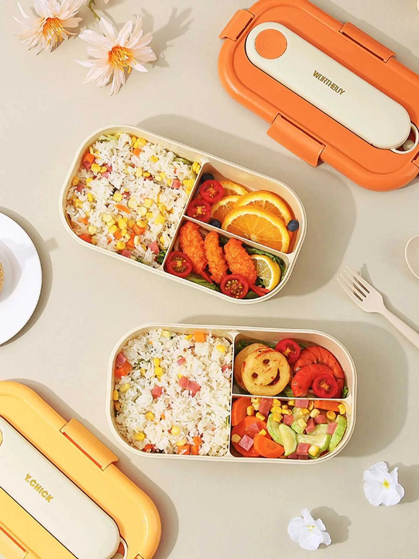 Bento Boxen tragbare Kunststoffe Bento Box für Erwachsene Kidsfood Storage Container Outdoor Home Microwavable Lunchbox