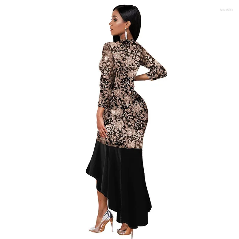 Casual Print Patchwork V Neck Trumpet Mermaid Dresses Casual Print Patchwork V Neck Trumpet Mermaid Dresses