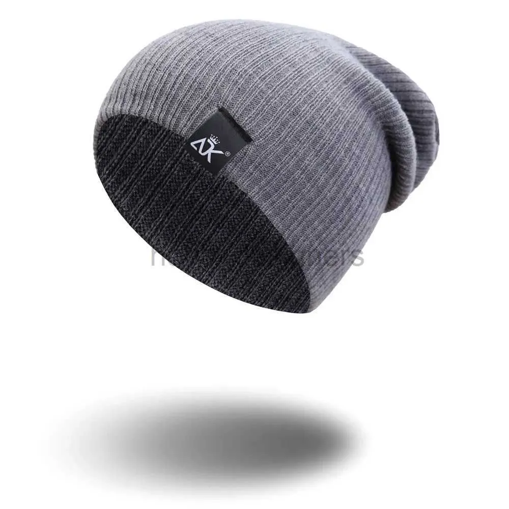 Beanie/Schädelkappen Stricks Beanie Womens Hut Winter Männer Schädel warm lässige schleuende Hut Häkelhut weibliche Baggy Cap D240429