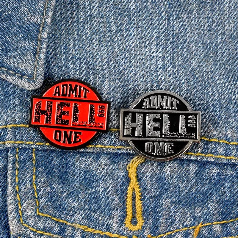 Retro Red Black Ticket Round Symbol Badge Admit Hell One Movie Hell Tickets Cool Brooch Backpack Leather ENAMEL PIN AMIS AMIS GADE