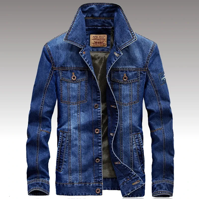 Heren Spring Fashion Denim Jacket Militaire jeans jas topkwaliteit merk mannelijke winter bommenwerper outsear lagen plus size 4xl 240415