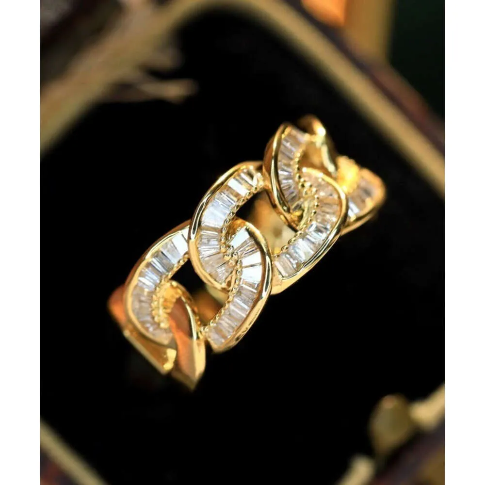 Factory Direct Sale 14k 18k Solid Gold with Natural Diamond Curb Link Chain Cuban Rings for Women Men Couple Drop Shipping