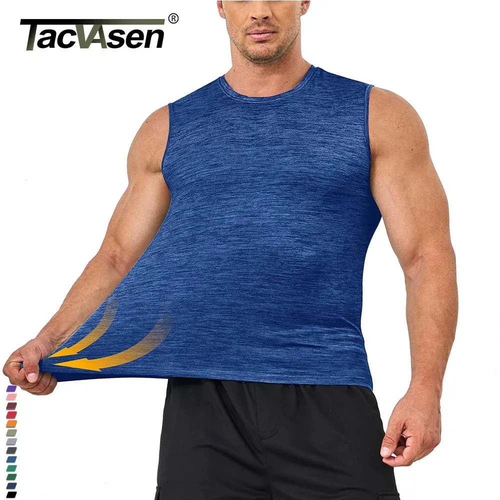 Tacvasen hızlı kuru tank üstleri kolsuz t-shirtler erkek spor salonu fitness hafif egzersiz tişört çalışıyor spor giyim kas tişört yeleği 240428