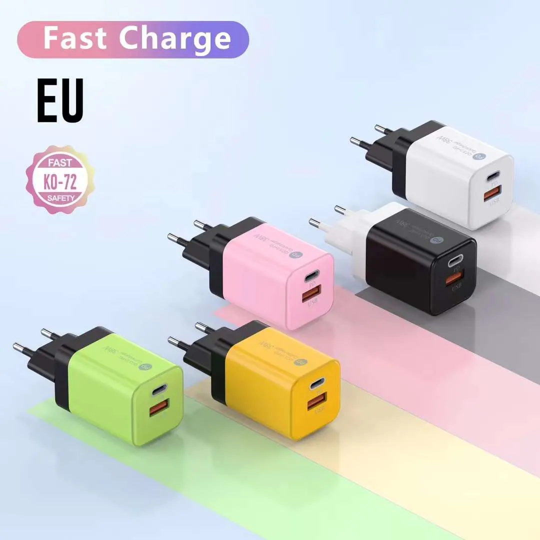 Caricatore USB da 38 W pd pd da 38 W Plug Eu/US PD Adattatore telefono cellulare Caricatore USBC VELOCEMENTO iPhone Samsung Xiaomi