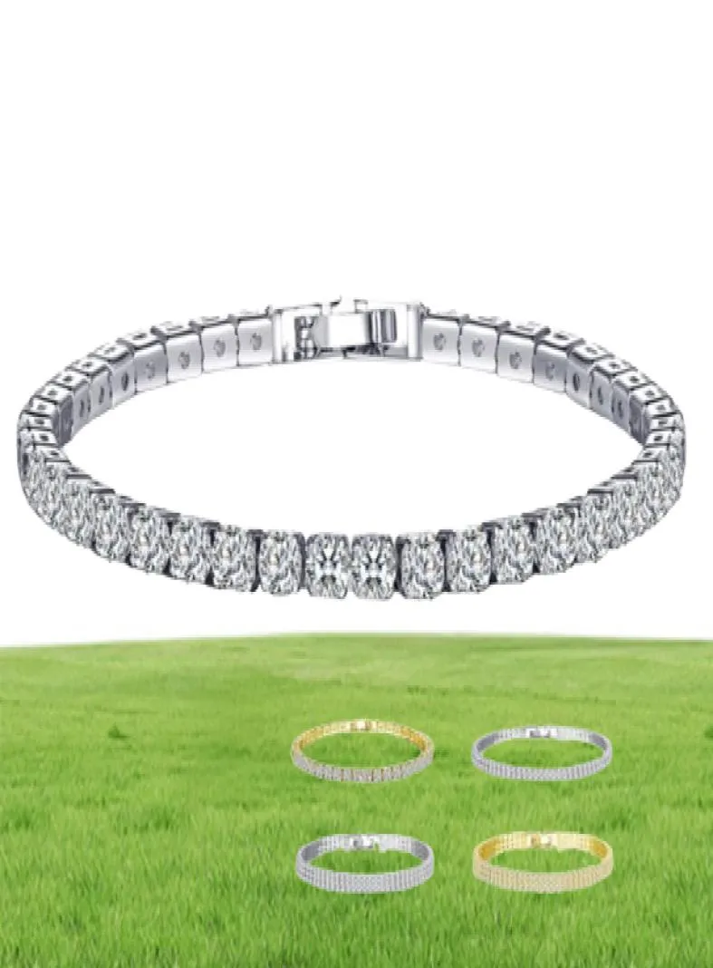 18K Whiteyellow Gold plaqué Sparkling Cubic Zircon CZ Cluster Tennis Bracelet Fashion Womens Bijoux pour la fête Wedding8349125