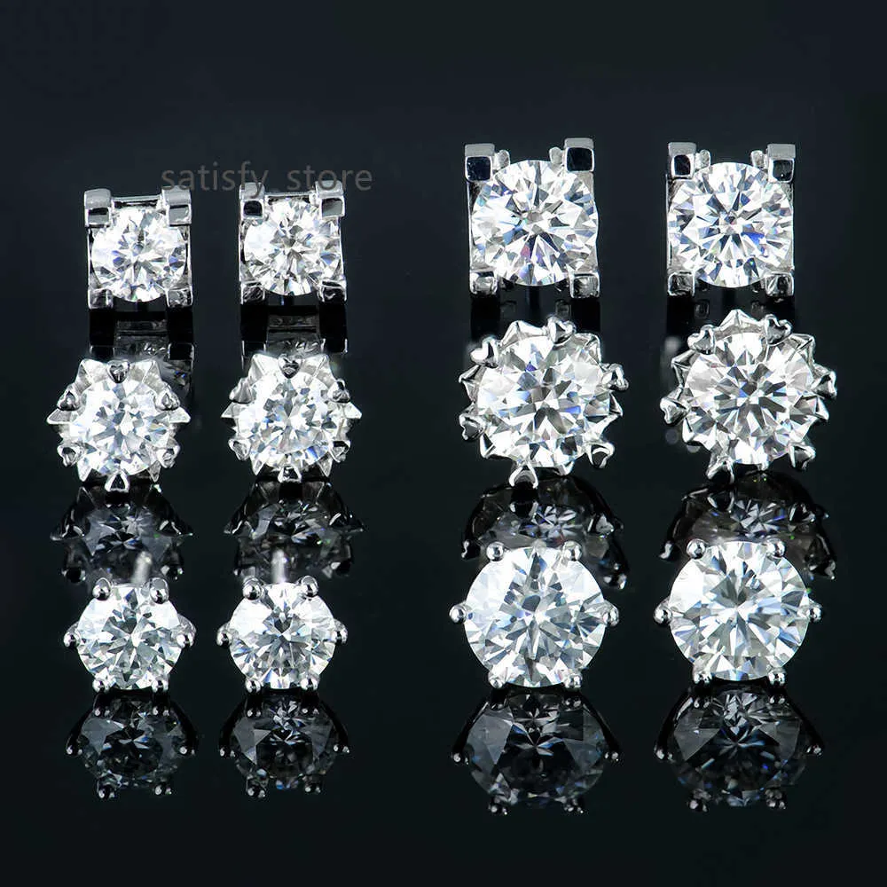 2024 Toptan Toplu Kadın Moda Takı Küçük Sevimli 925 Gümüş Laboratuvar Gelen Gemstone Moissanit Mossanit Diamond Sapı Küpe Seti