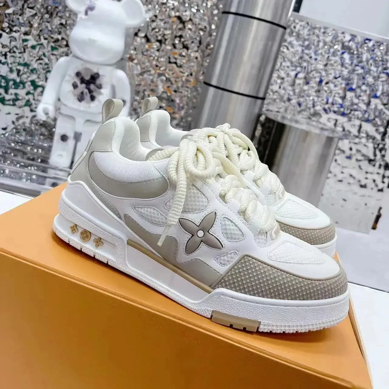Bulk Designer Luxury Embossed Trainer Sneaker In White, Black, Sky 