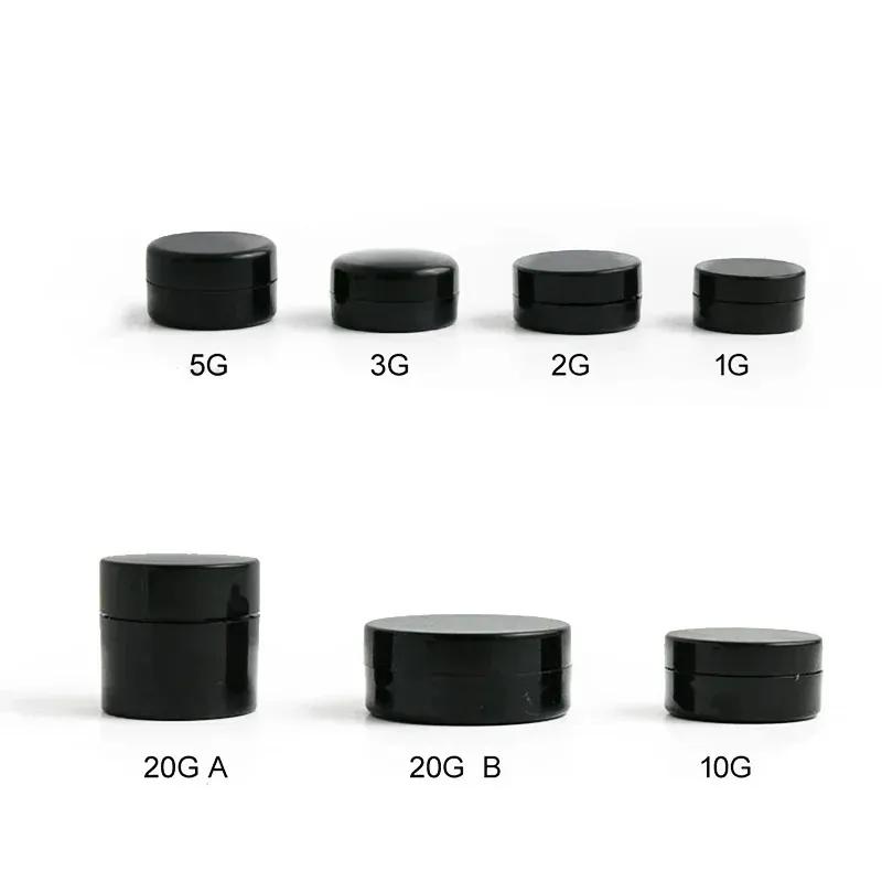 10 stks veel leeg 1G 2G 3G 5G 10G 20G Black draagbare crème Jar potten pot doos make -up nagel kunst cosmetische beadopslagcontainer