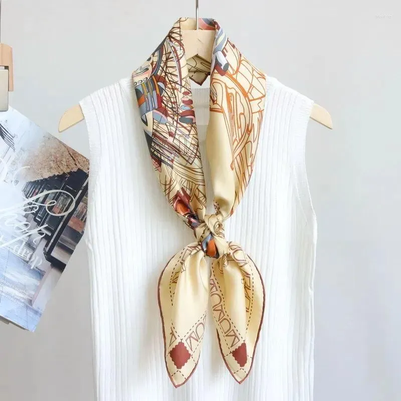 Scarves Natural Mulberry Scarf Silk Rollerd 90 Bandanas Square Spring Summer Foulard Femme Rolling Head Hair Bag 90CM