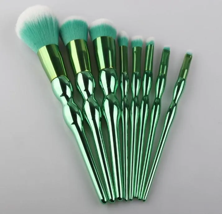 8pcsset Green Gourd Makeup Borstes Set Cosmetic Foundation Eyeshadow Blusher Powder Blending Brush Beauty Tools Kits5833263