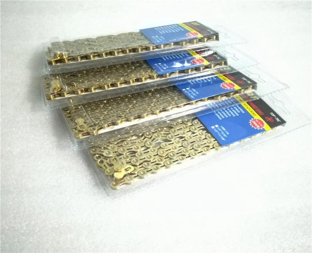 MTB Mountain Road Bike Bicycle Chain 10 Speed Double X Super Light Titanium Gold Color 116 Links4238602