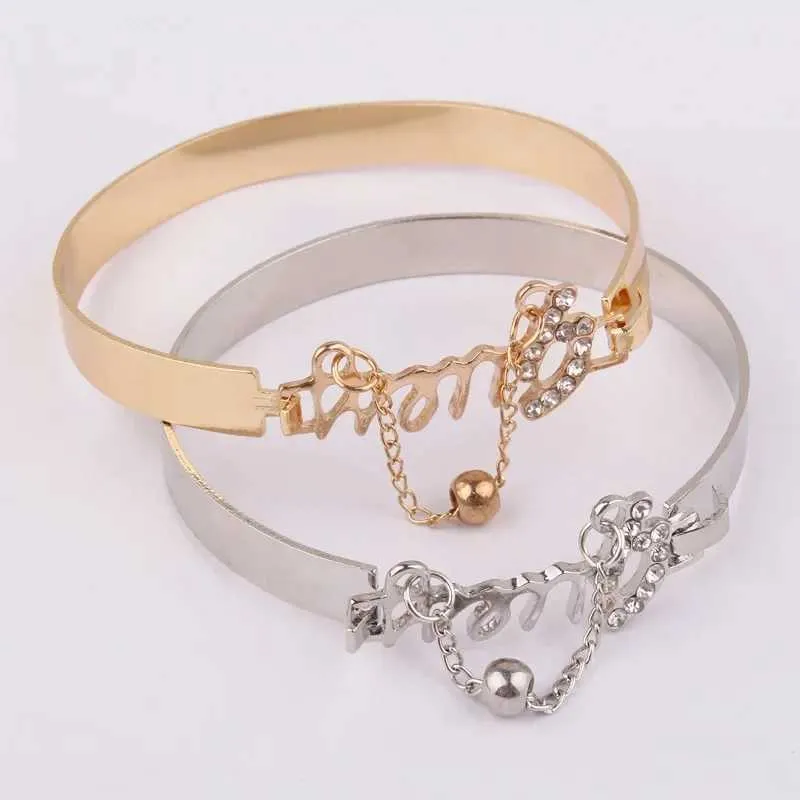 Wedding Bracelets Gold Plating Crystal Bracelets for Women Fashion Titanium Love Stainless Steel Bangle Feminina Jewelry Accessories Free Shipping