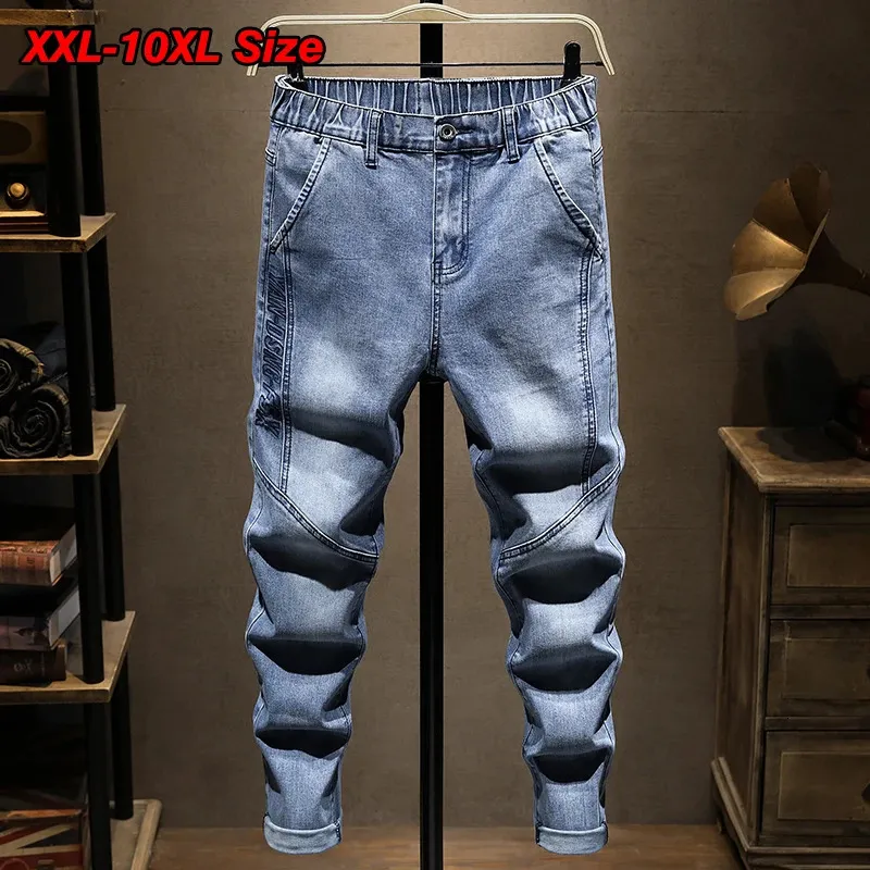 5xl 6xl 7xl uomini jeans di moda per personalità più dimensioni streetwear pantaloni blu vintage blu marchio uomo pantaloni abiti primaverili 240424